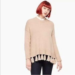 NWT Kate Spade Broome Street Alpaca Tassel Sweater Warm Caramel Size L